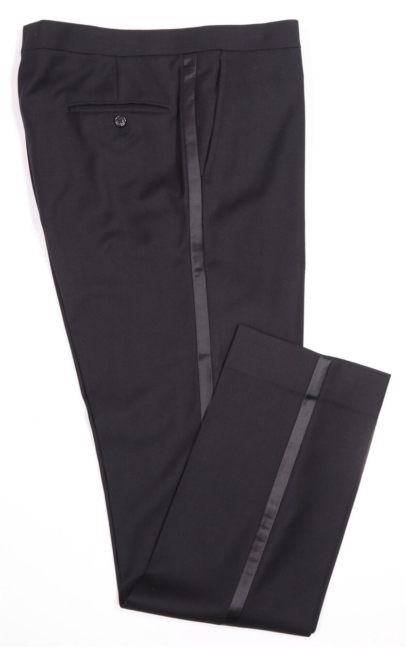 Jos A Bank Slim Black Tuxedo Formal Wedding Wool Dress Pants Flat Front 34x34
